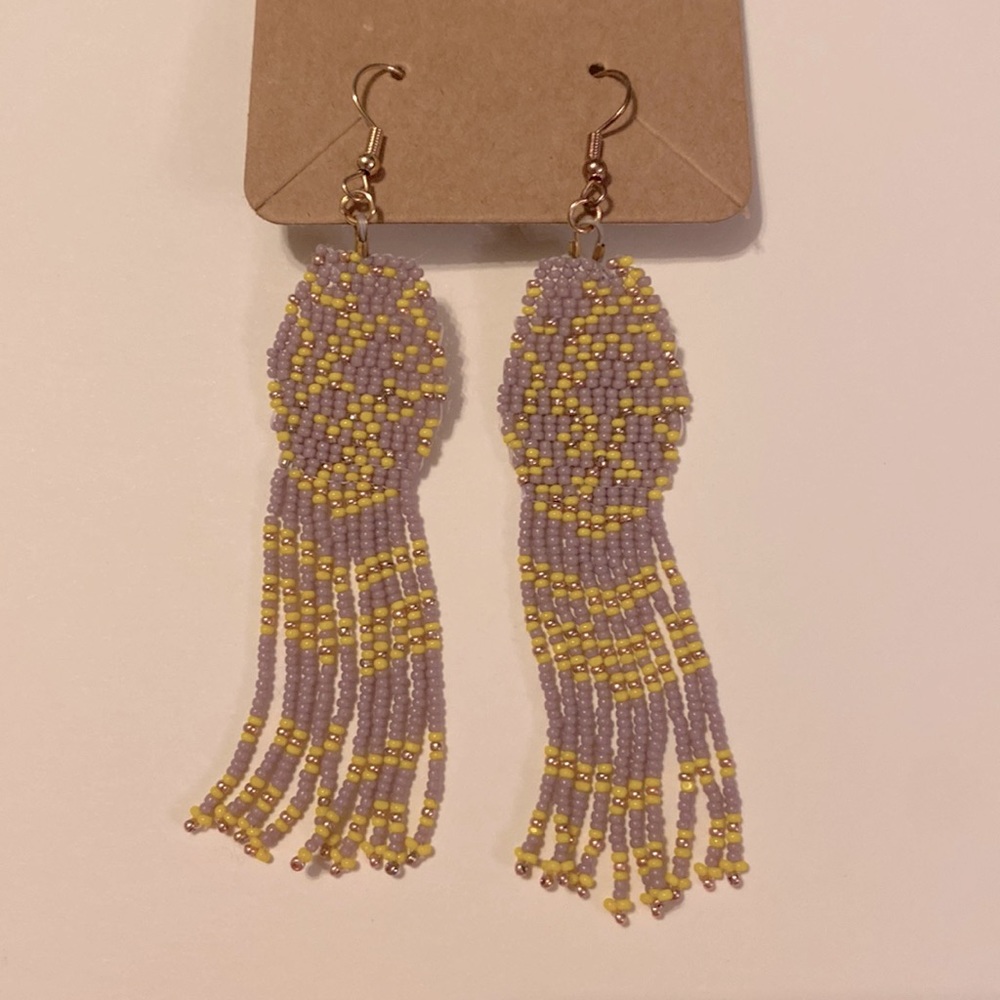 Earrings, Hand Beaded, New